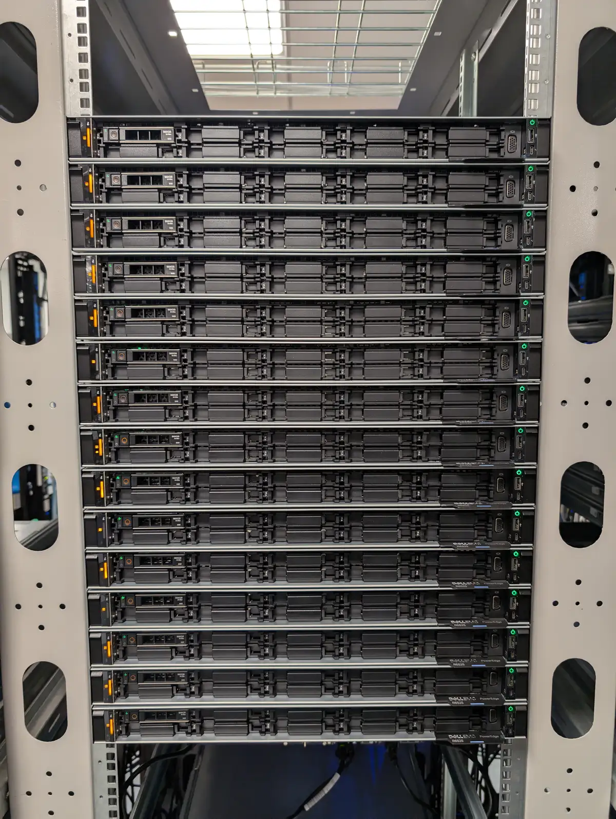 Front of a populated server rack